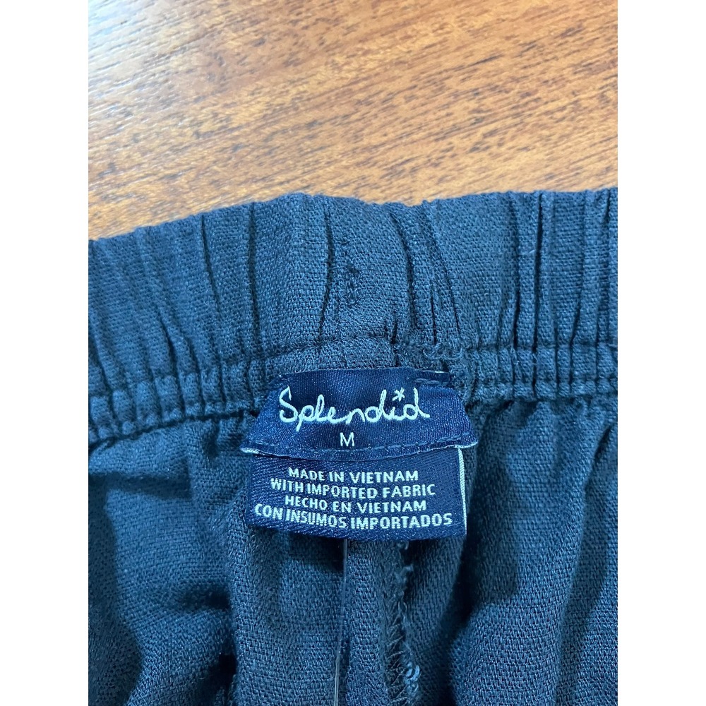 Splendid Linen Blend Wide Leg Pants Women's M Navy Blue Drawstring Waist NWT - Picture 3 of 13